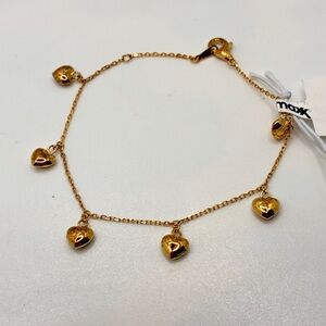 Rachel Zoe Gold Plated Sterling Silver 925 Dangling Heart Bracelet New With Tag